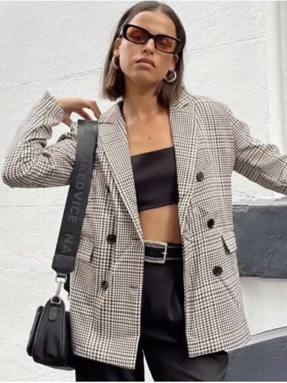 Princess Polly Black and White Checked Blazer Jacket M/L